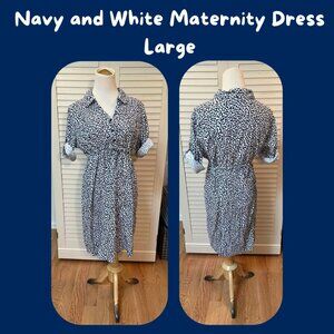 Navy & White Maternity Dress